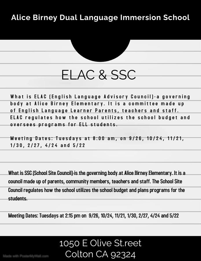  ELAC & SSC 2024-2025 Dates